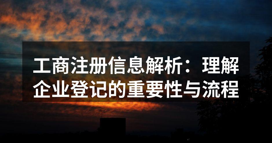工商注册信息解析：理解企业登记的重要性与流程