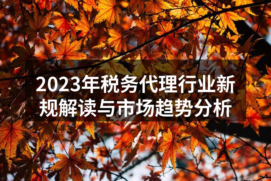 2023年税务代理行业新规解读与市场趋势分析